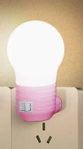 Plug-in bedside baby night light in round modern design with choice of white, blue or pink shell colours