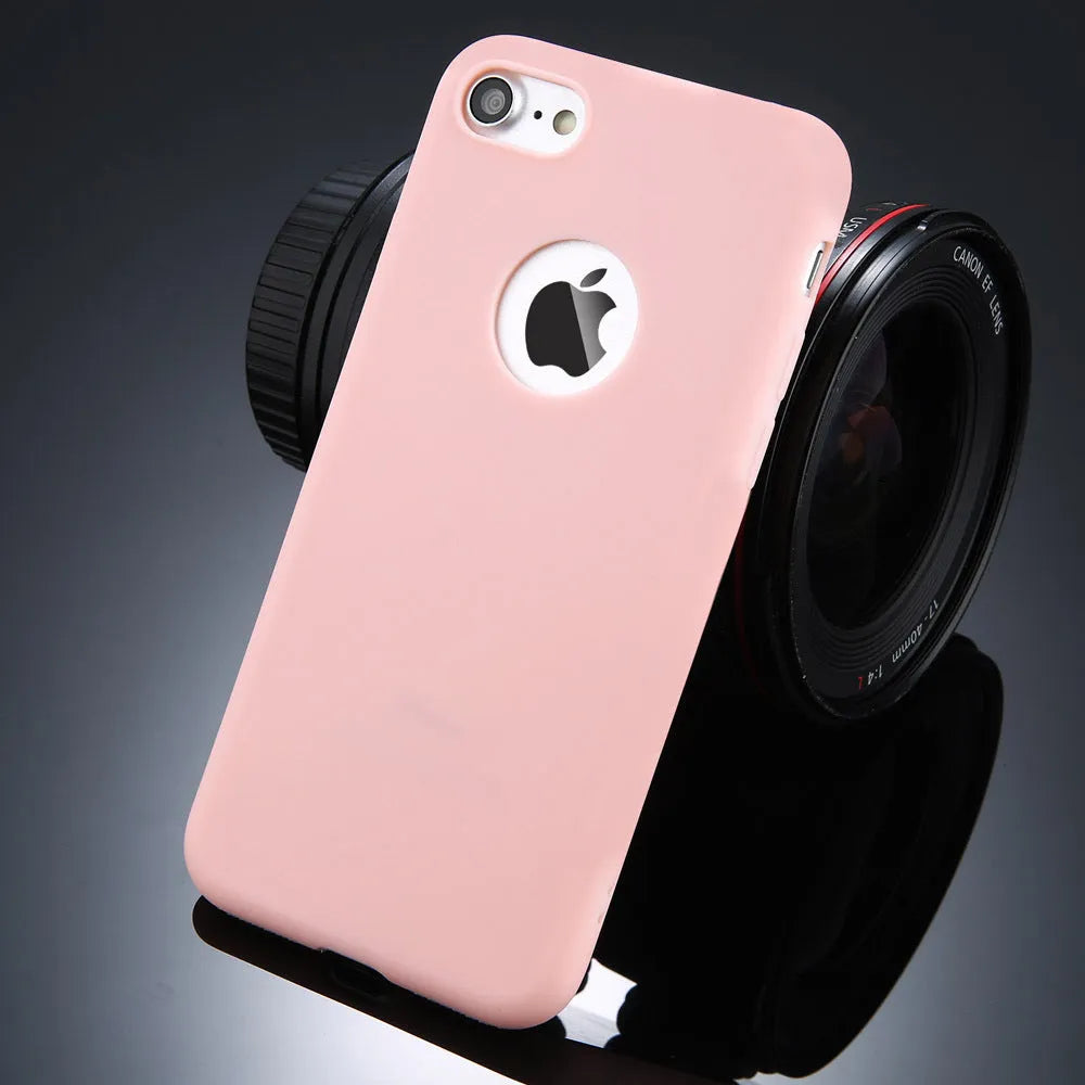 Candy colour soft silicone TPU phone case for iPhone with plain back in six colour options