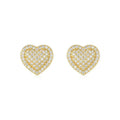 S925 silver moissanite heart-shaped stud earrings shown in gold plating