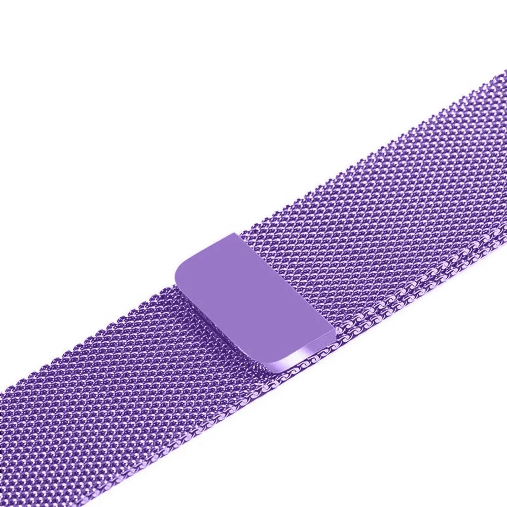 Stainless steel watch strap showing silver, black, gold, and rose gold colour options
