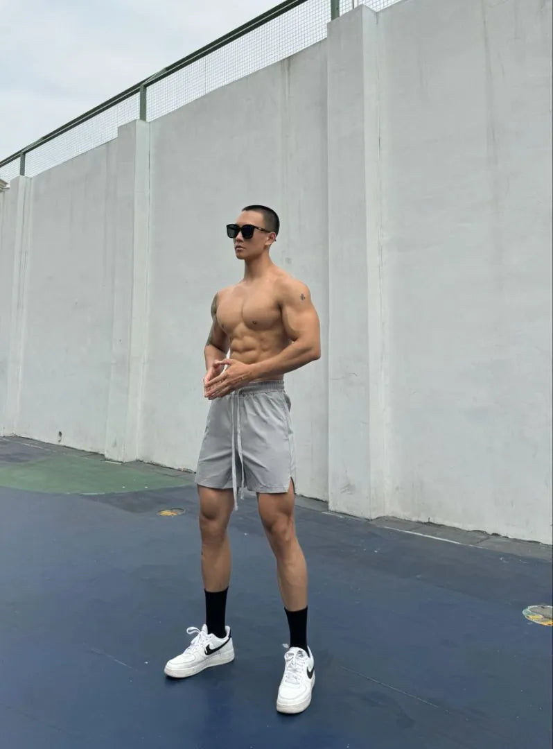 Men's ice silk quick-drying double-layer shorts in multiple colours