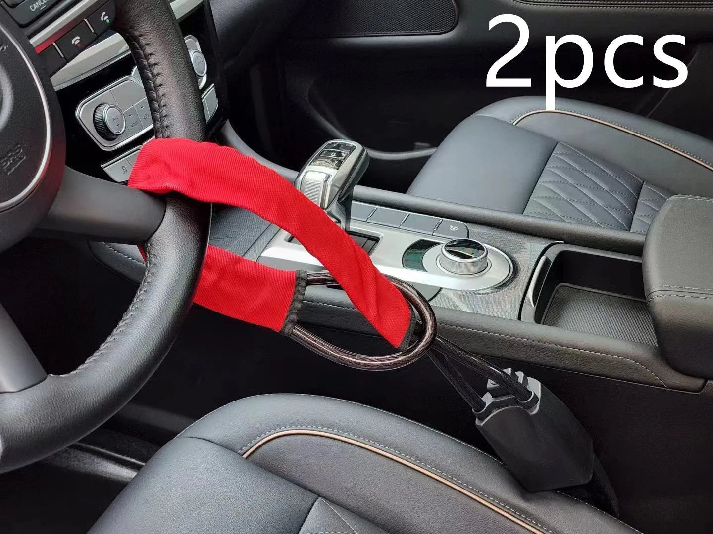 Red iron car steering wheel lock with copper core for General Motors vehicles