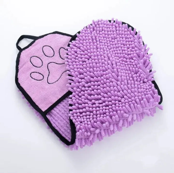 Blue pet bath towel for dogs and cats, size 62 by 23 centimetres