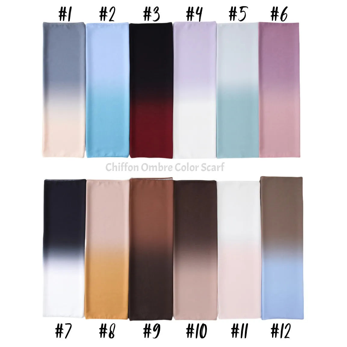 Long bubble towel texture chiffon scarf draped showing its length and colour.