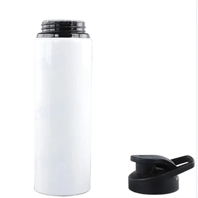 White aluminium sports water bottle with 600ml or 750ml capacity for cycling and outdoor hydration