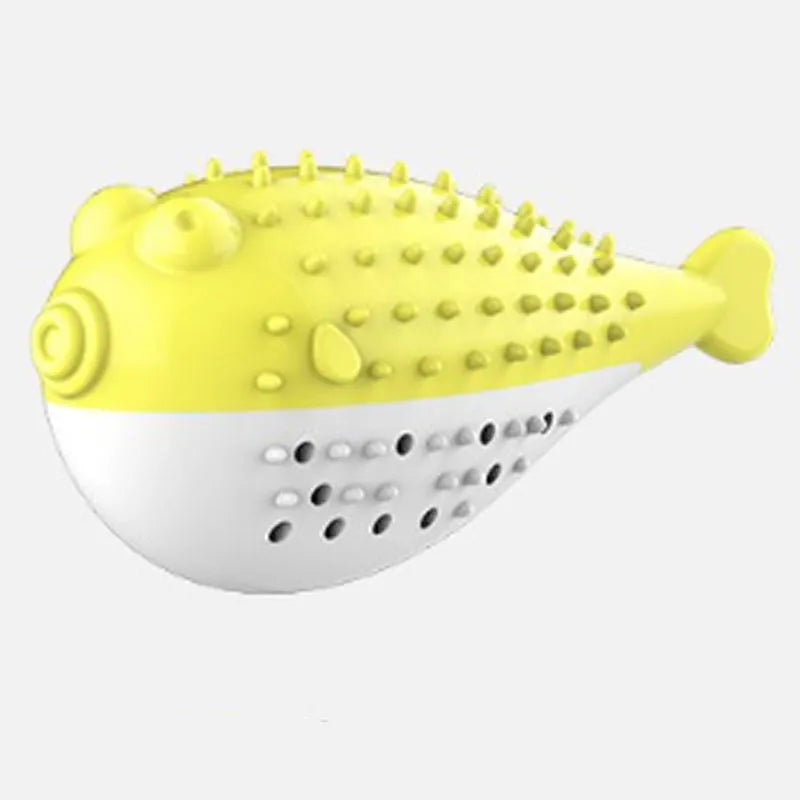 Blue silicone fish cat chew toy measuring 12.2cm for grabbing and teeth cleaning