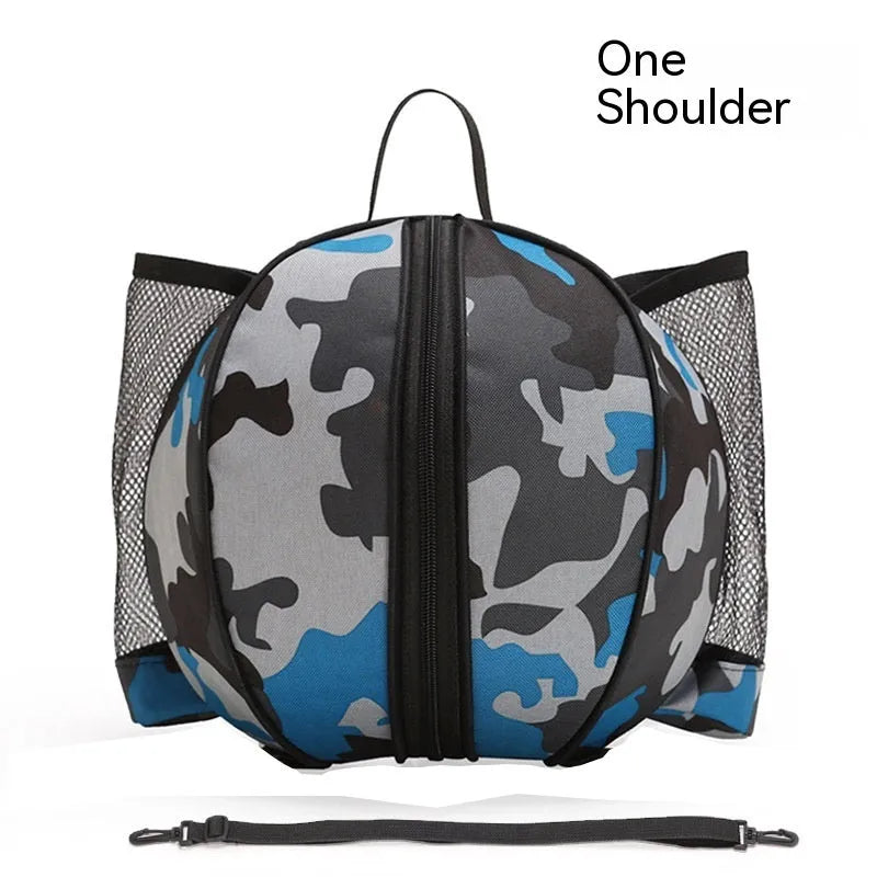 Oxford cloth basketball training bag in black, shown in one-shoulder and two-shoulder backpack styles