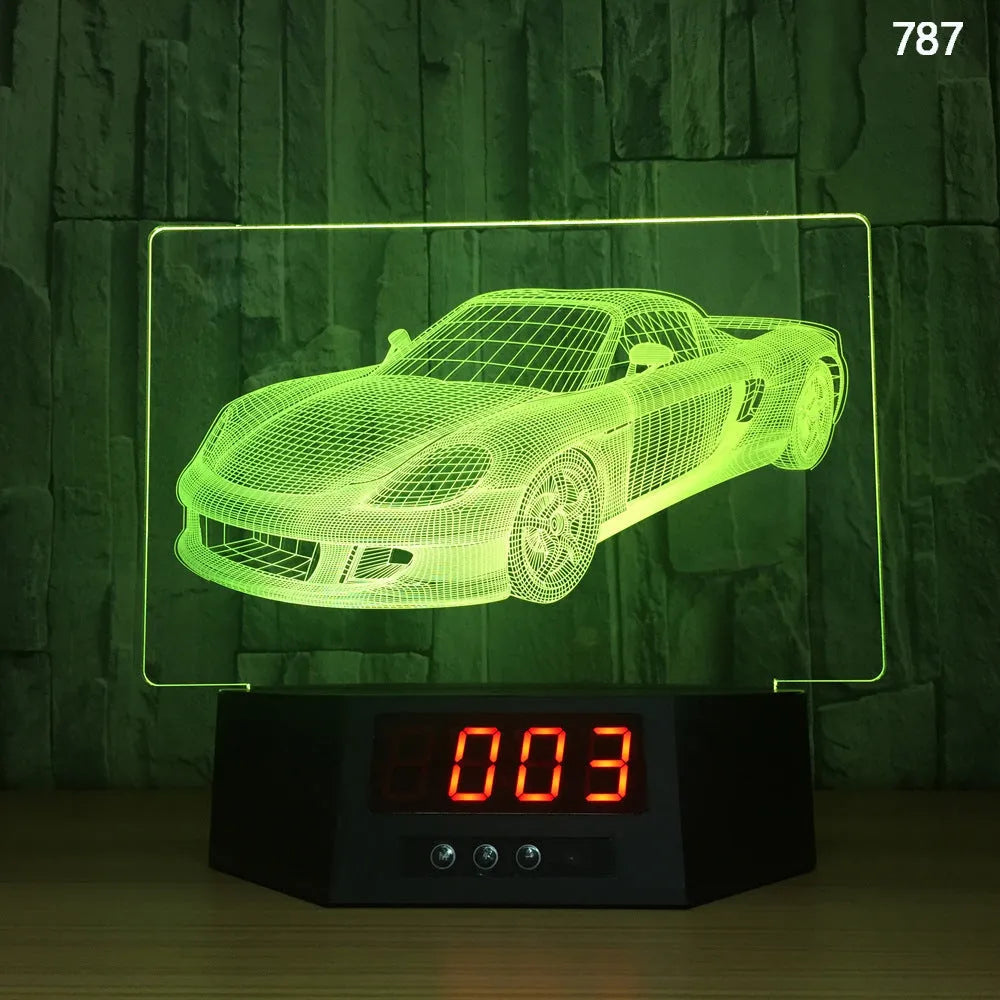 Glowing blue dolphin 3D night light with wireless charging base and remote control on wooden table