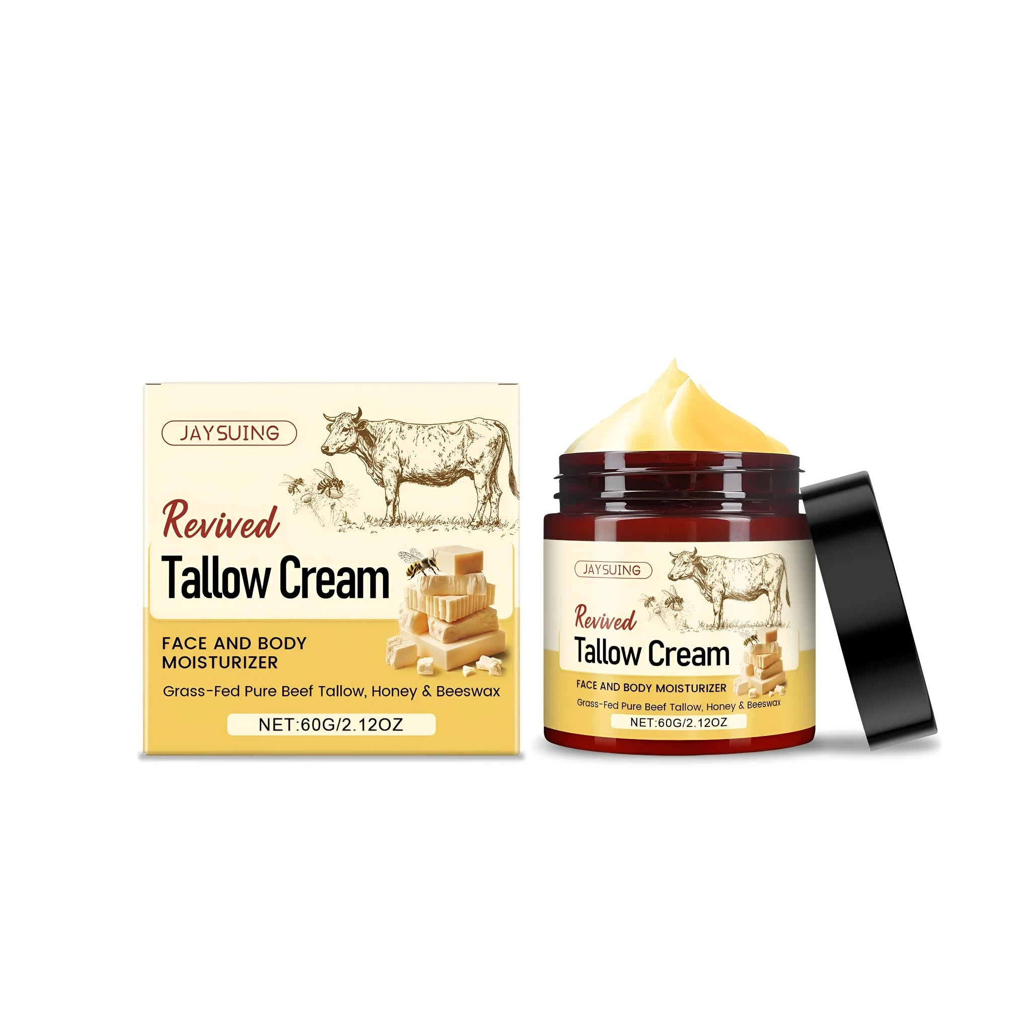 Revived Tallow Cream 60g jar, a moisturising cream for dry skin.