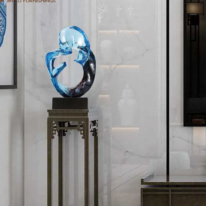 Transparent resin craft ornament in modern simplicity style on display surface