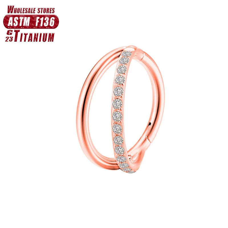 F136 titanium alloy fork nose ring body jewellery in silver, gold, black, and rose gold colours.