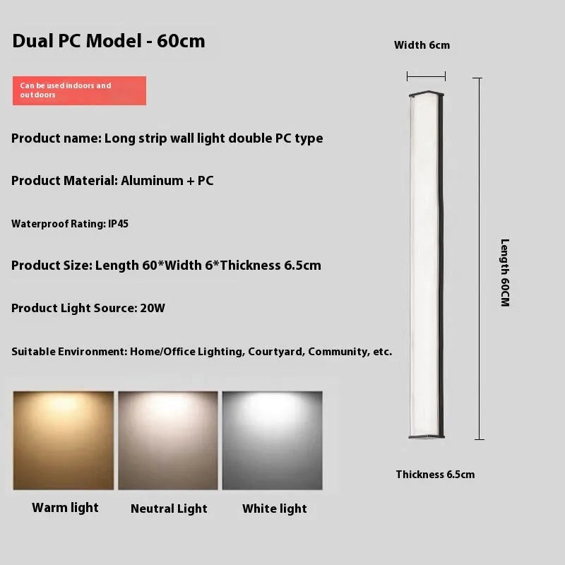 Modern simple outdoor wall lamp shown mounted on an exterior wall, suitable for villa or hotel entrance.