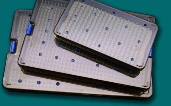 Silicone disinfection box for UV steriliser units in three sizes: large, medium, and small.