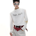 Man's black slim-fit long sleeve mesh shirt for gym wear and training.
