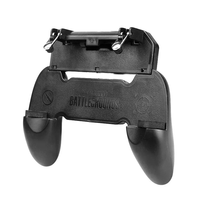 Black mobile phone game controller handle attachment for PUBG gaming