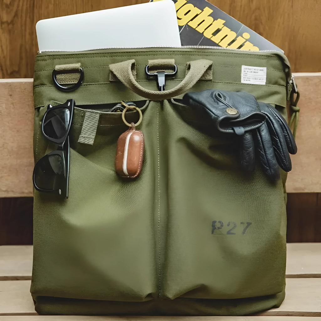Marden Tooling medium retro canvas crossbody shoulder bag for 15-inch laptops in military green colour