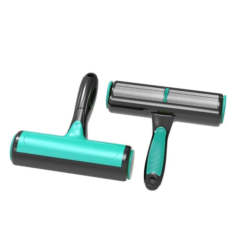Automatic pet hair lint roller with sticky brush attachment for sofa and fabric cleaning