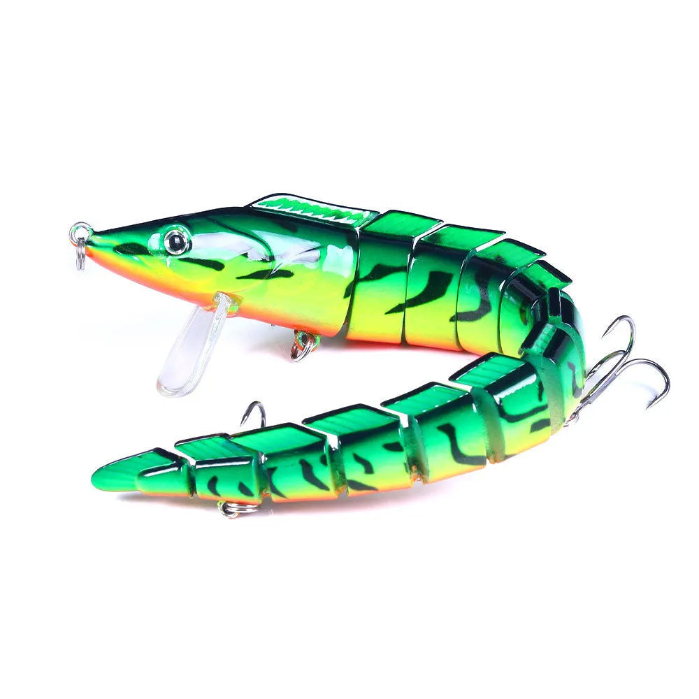 Multi-section soft plastic loach fishing lure measuring 23cm with #2 hook in various colour options