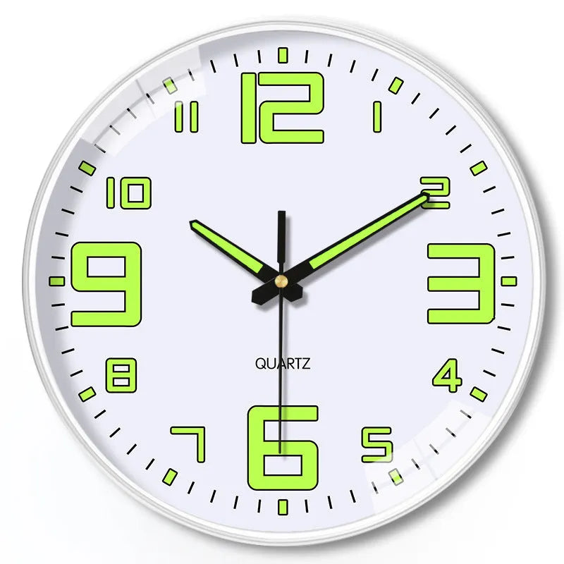 Modern 8 inch luminous wall clock with 20cm diameter and plastic casing
