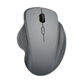 Black or grey wireless rechargeable mouse for laptops with USB cable, showing compact design.