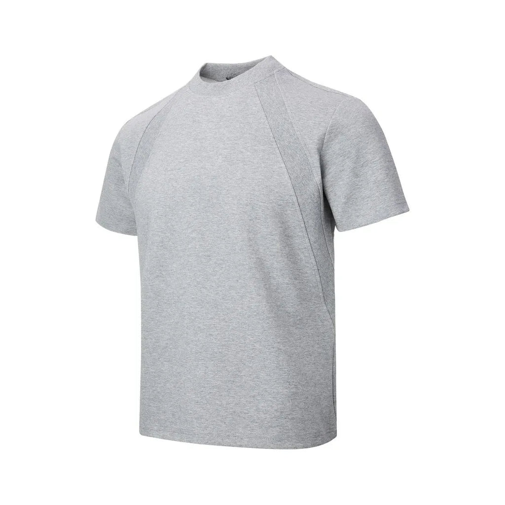 Men's black short sleeve top with air layer stitching detail, loose fit design