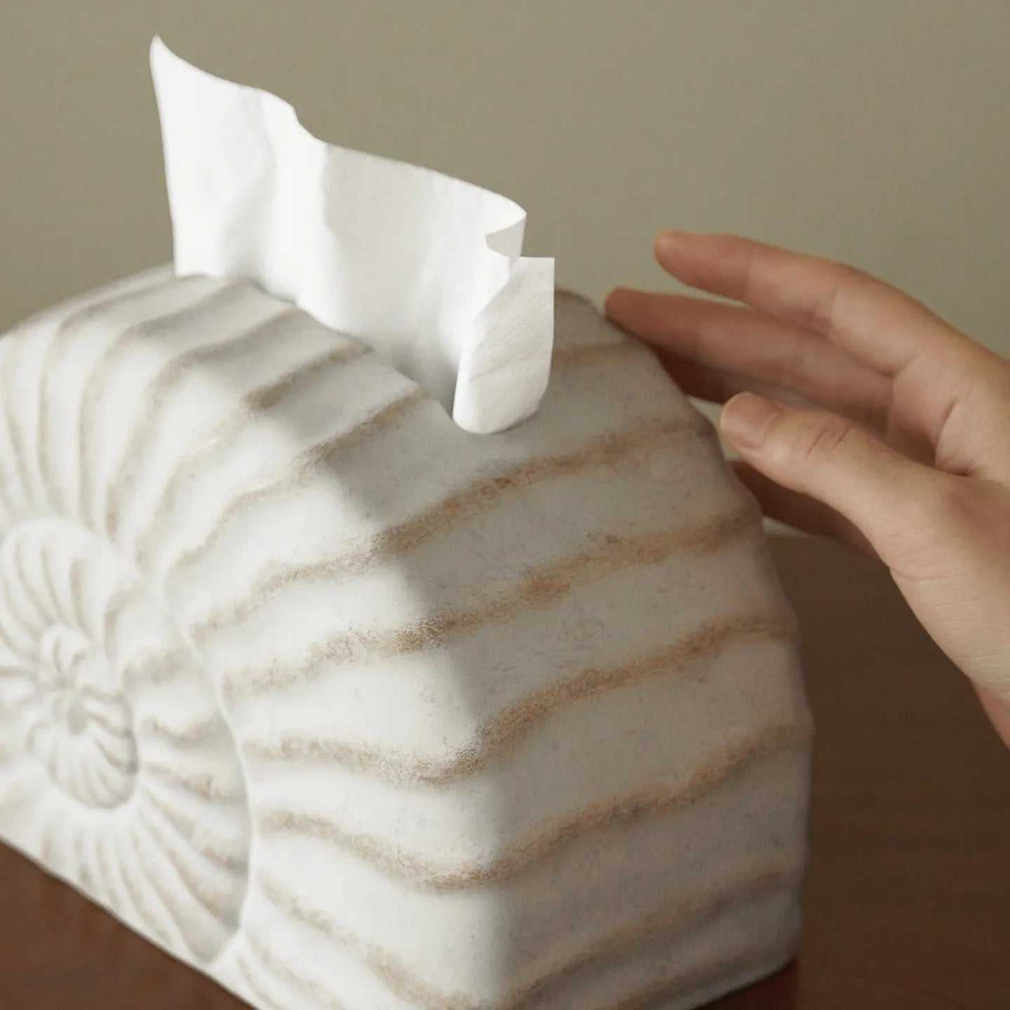 Conch ramble coloured resin decorative tissue box with modern simple design