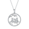 Copper necklace with four kitten pendant on cross chain for women
