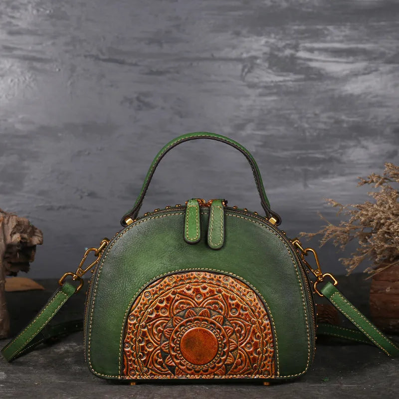 Vintage suede cowhide leather handbag with multiple internal compartments in Graphite Ash colour