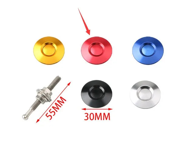 30mm diameter aluminium car cover lock in five colour options: silver, black, gold, blue, and red.