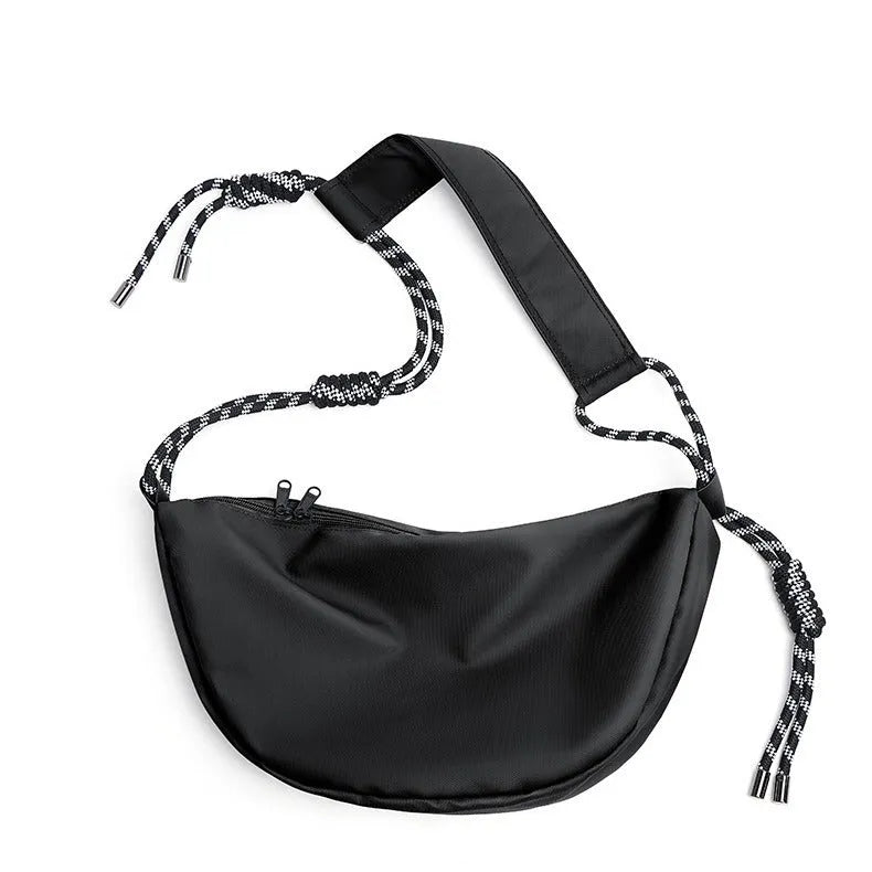 Men's lightweight nylon messenger bag in solid colours with large capacity for commuting and exercise