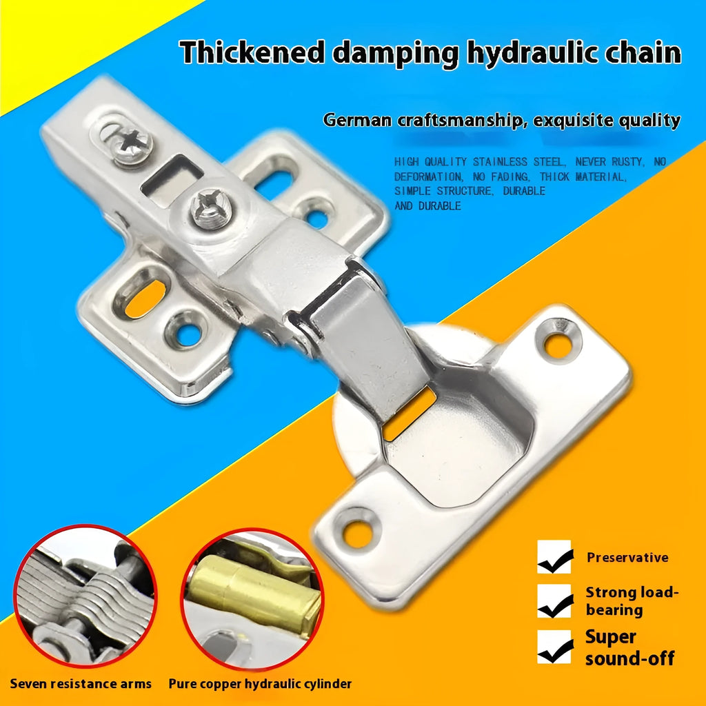Thickened cold rolled steel hydraulic hinge with nickel plating in straight, middle, and big bend styles.