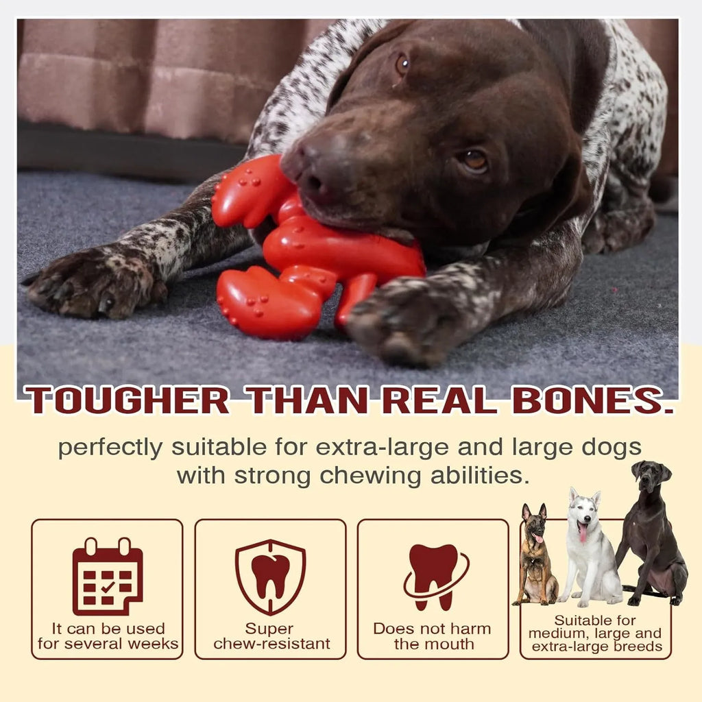 Red hard nylon dog chew toy for large breeds on a white background