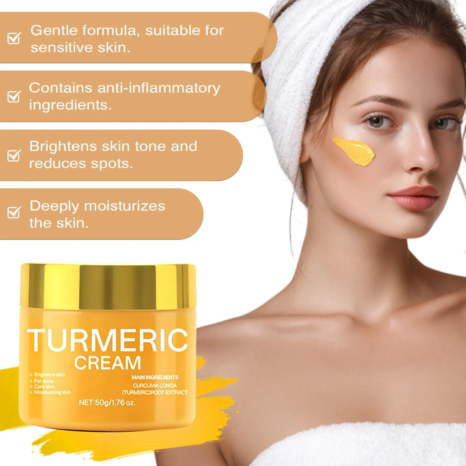 50g moisturising cream jar for brightening and hydrating skin, 53mm compact size with applicator