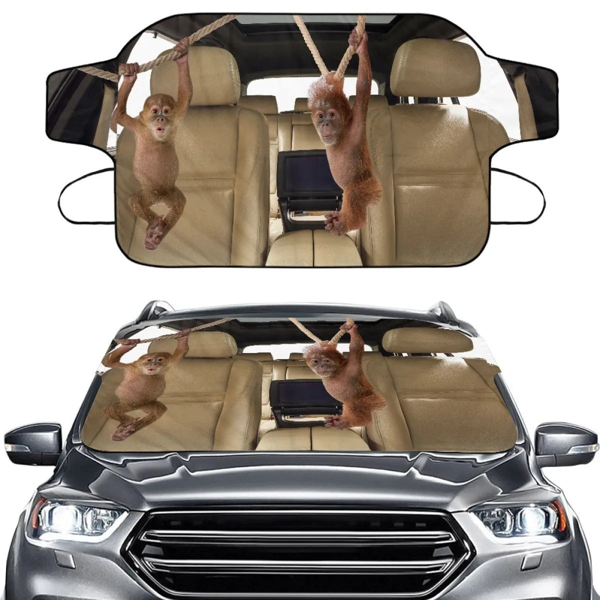Universal car front snow protection cover made of aluminium foam fabric, measuring 130 by 70 centimetres.