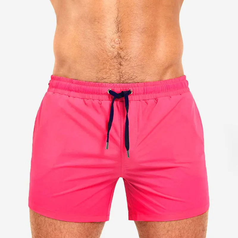 Men's mesh lining sports shorts in Army Green, quick-dry polyester for swimming and fitness