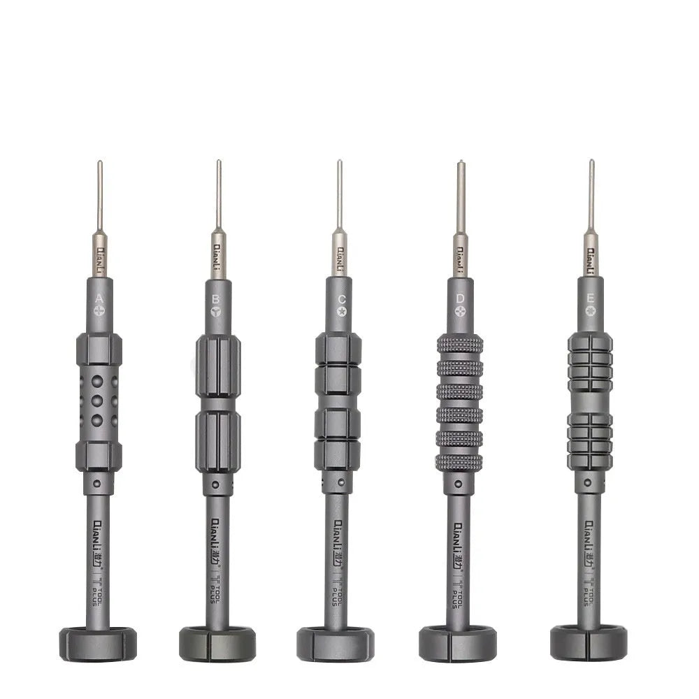 Precision screwdriver with grenade-shaped handle for iPhone repair with five bit types