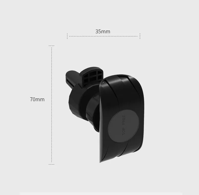 Glory black car phone holder mounted on vehicle air outlet with adjustable clamping mechanism for smartphones