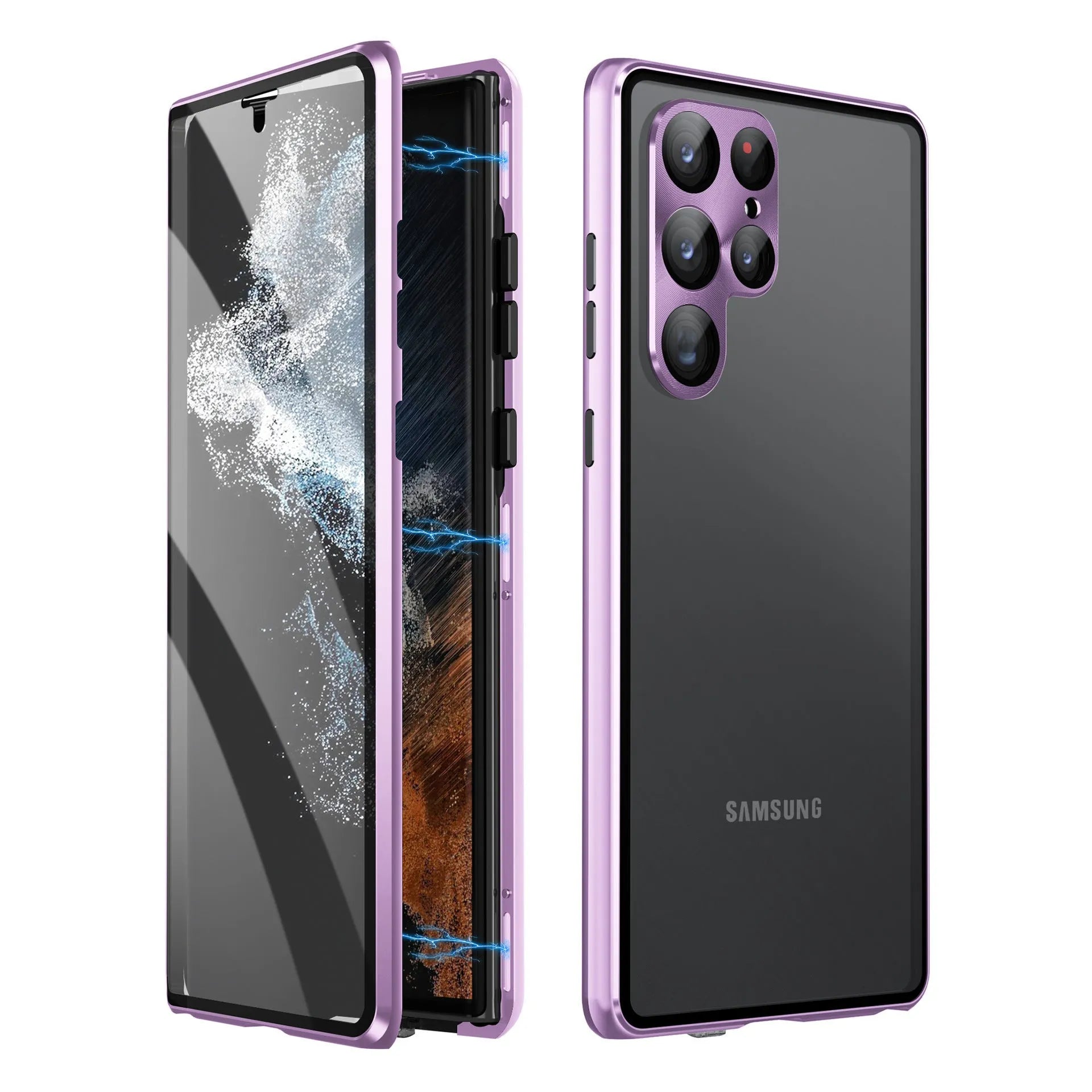 Samsung S24 Ultra phone case with integrated mirror and magnetic back in multiple colour options.