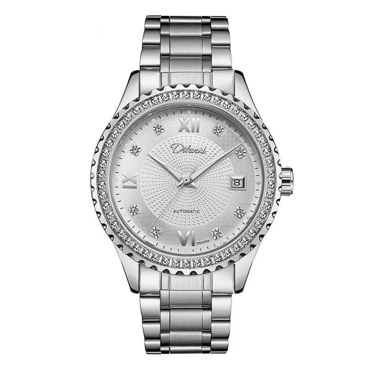 Men's automatic mechanical watch with luminous hands in gold or silver 13mm business case