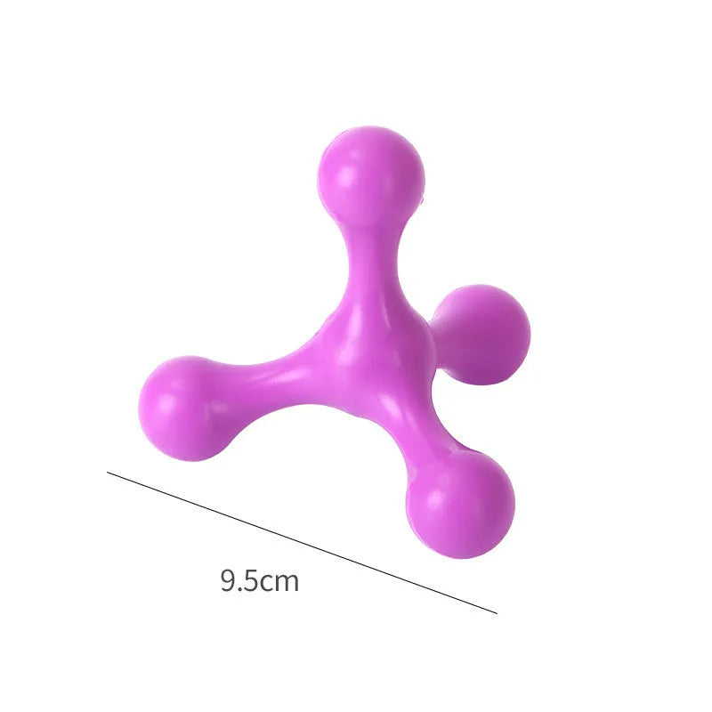 Blue silicone puppy teething chew toy with three legs and bone shape for small medium dogs