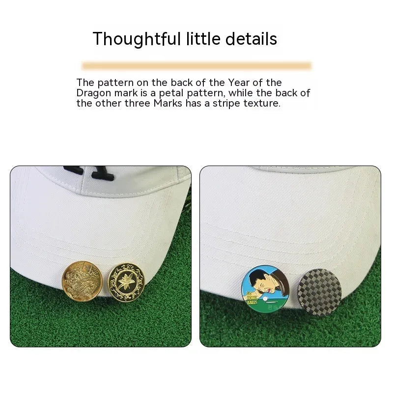 Zinc alloy hat clip with creative metal craft patterns for golf accessories