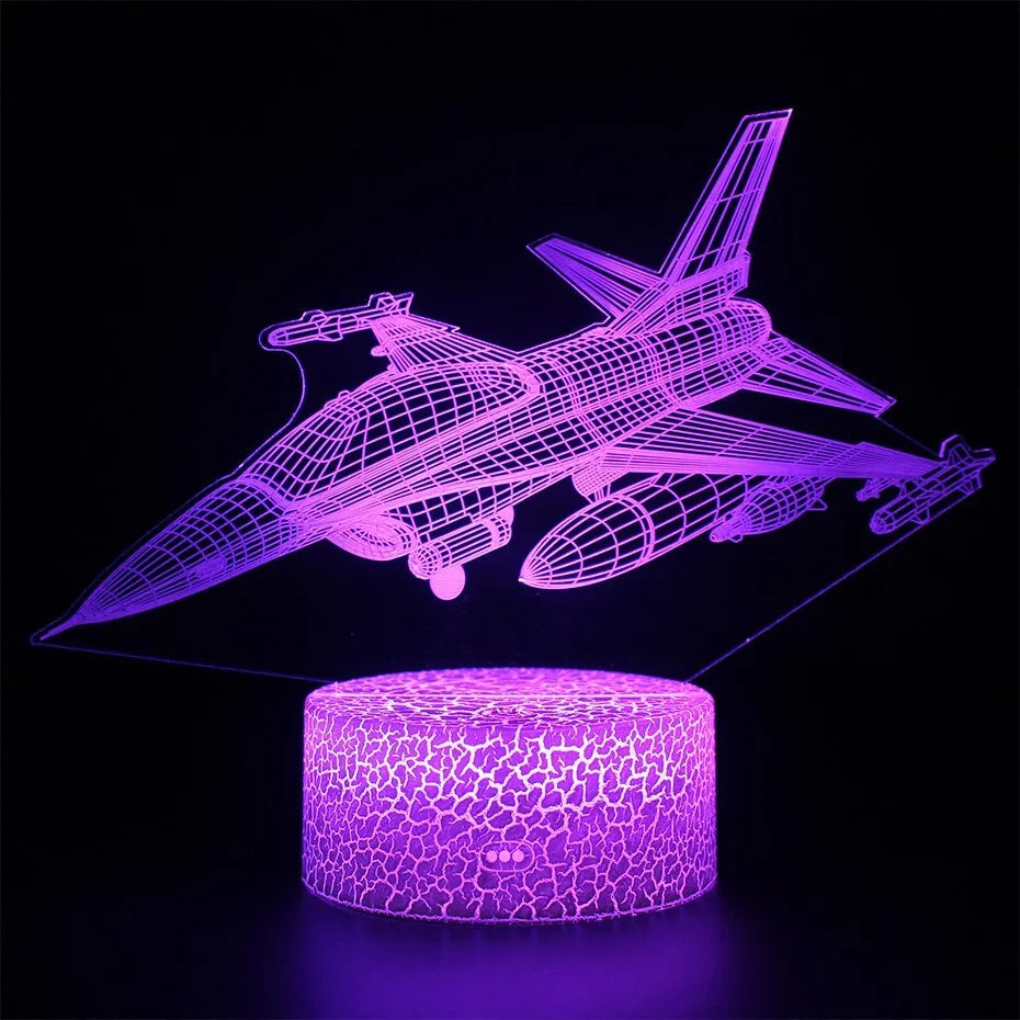 Cartoon airplane shaped night light with acrylic shade and touch switch