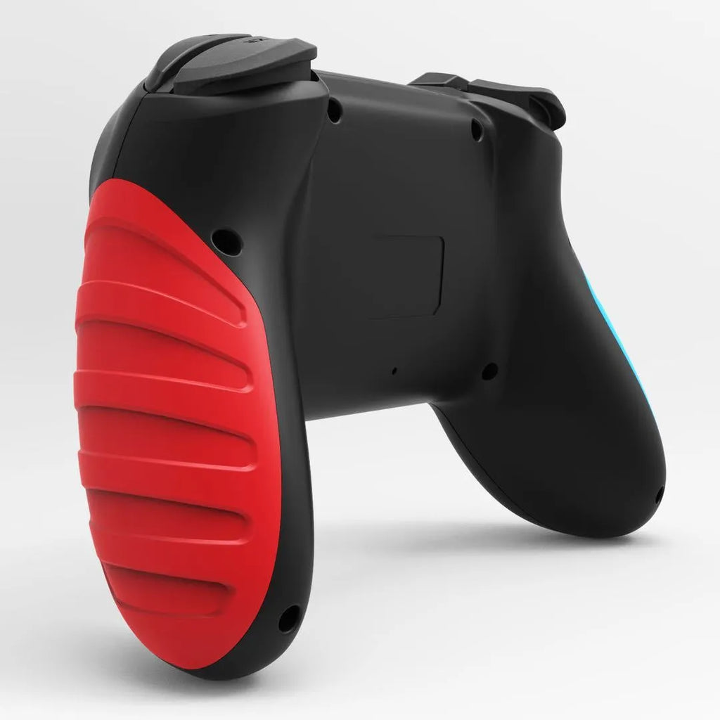 Red and blue wireless Bluetooth gamepad for Nintendo Switch and PC.