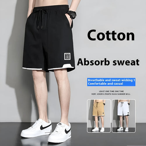 Boys' cotton summer shorts in sporty style available in black, khaki, and white colours