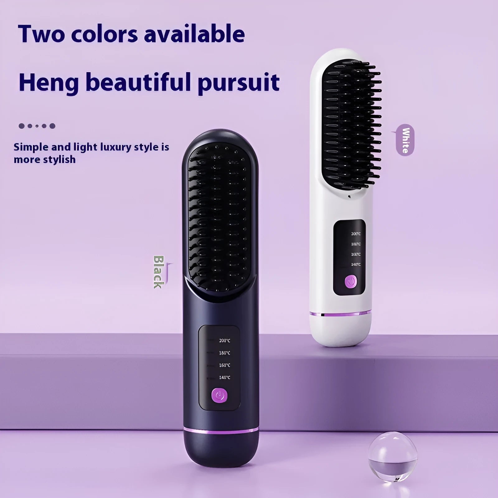 Portable charging negative ion hair comb in blue, grey, or white colours.