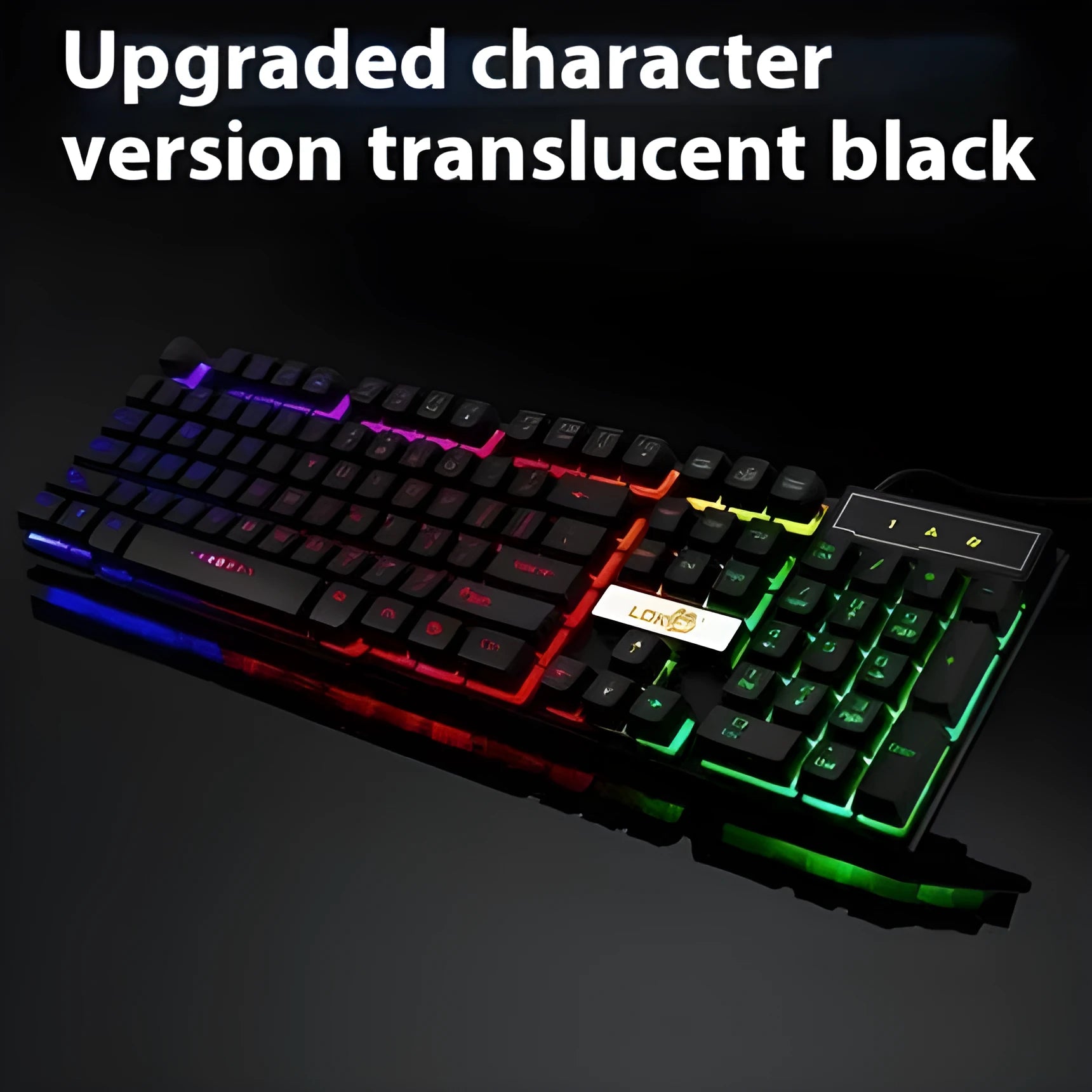 RGB illuminated gaming keyboard USB cable with braided nylon construction in white colour