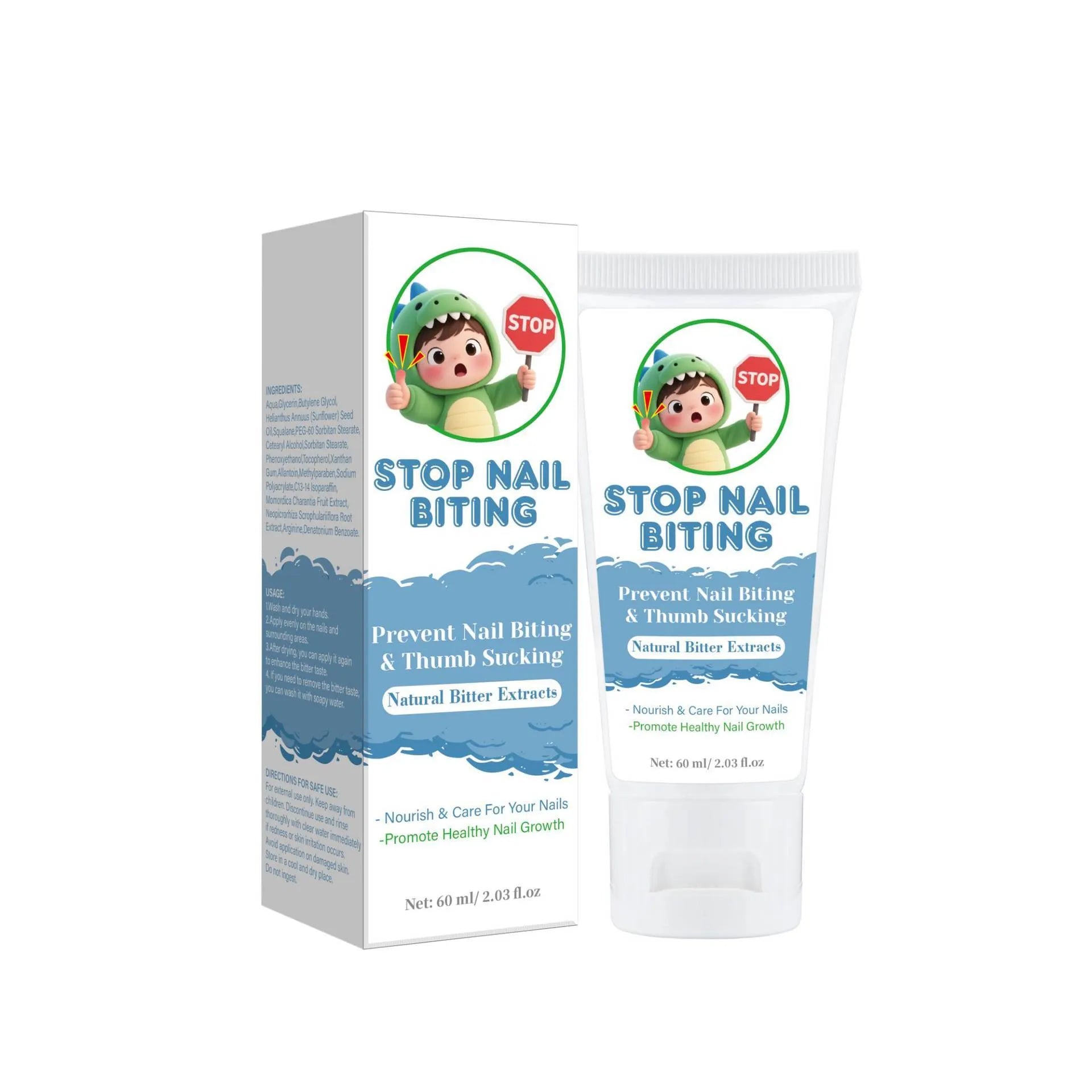 60ml nail biting cream bottle with neutral packaging for anti-bite treatment of hand addiction