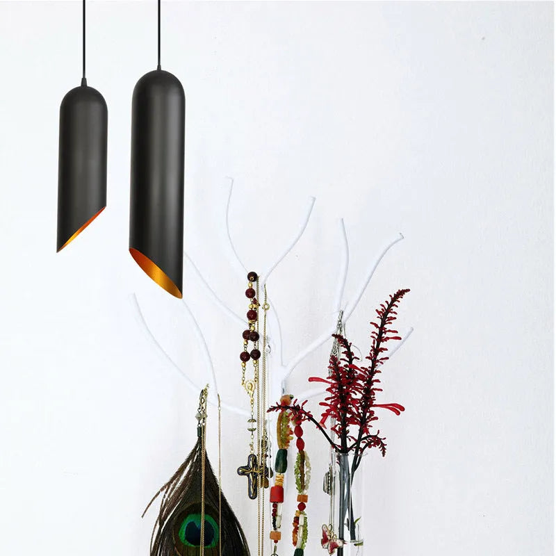 Retro-style iron chandelier in matte black finish, shown in a short and long height option.