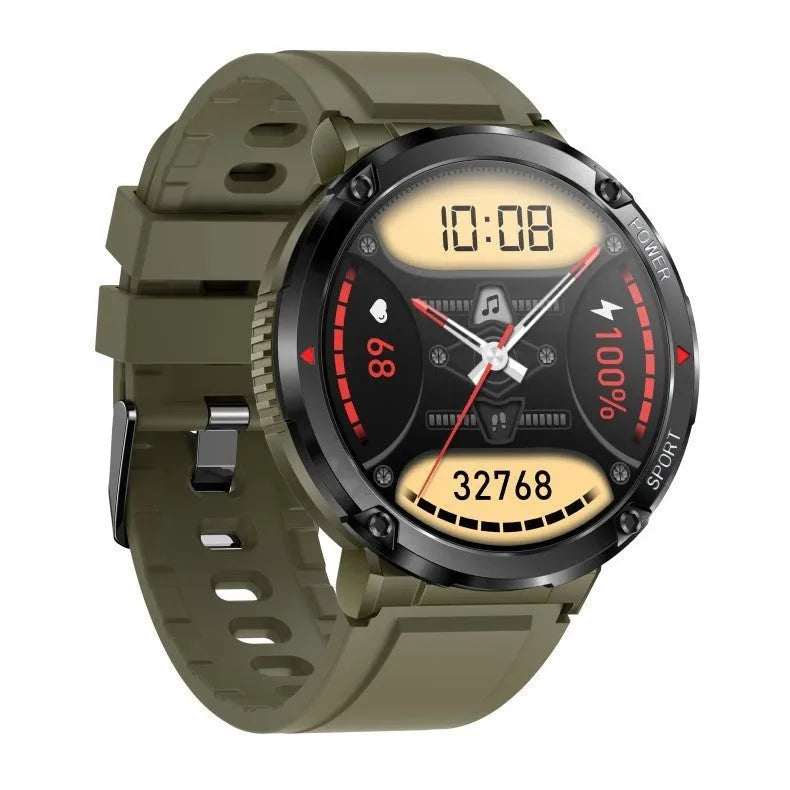 T30 Smart Watch in black on wrist showing display with health stats.