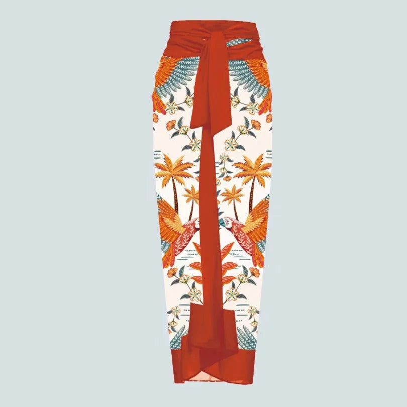 Women's floral print one-piece swimsuit with matching cover-up dress in polyester fabric